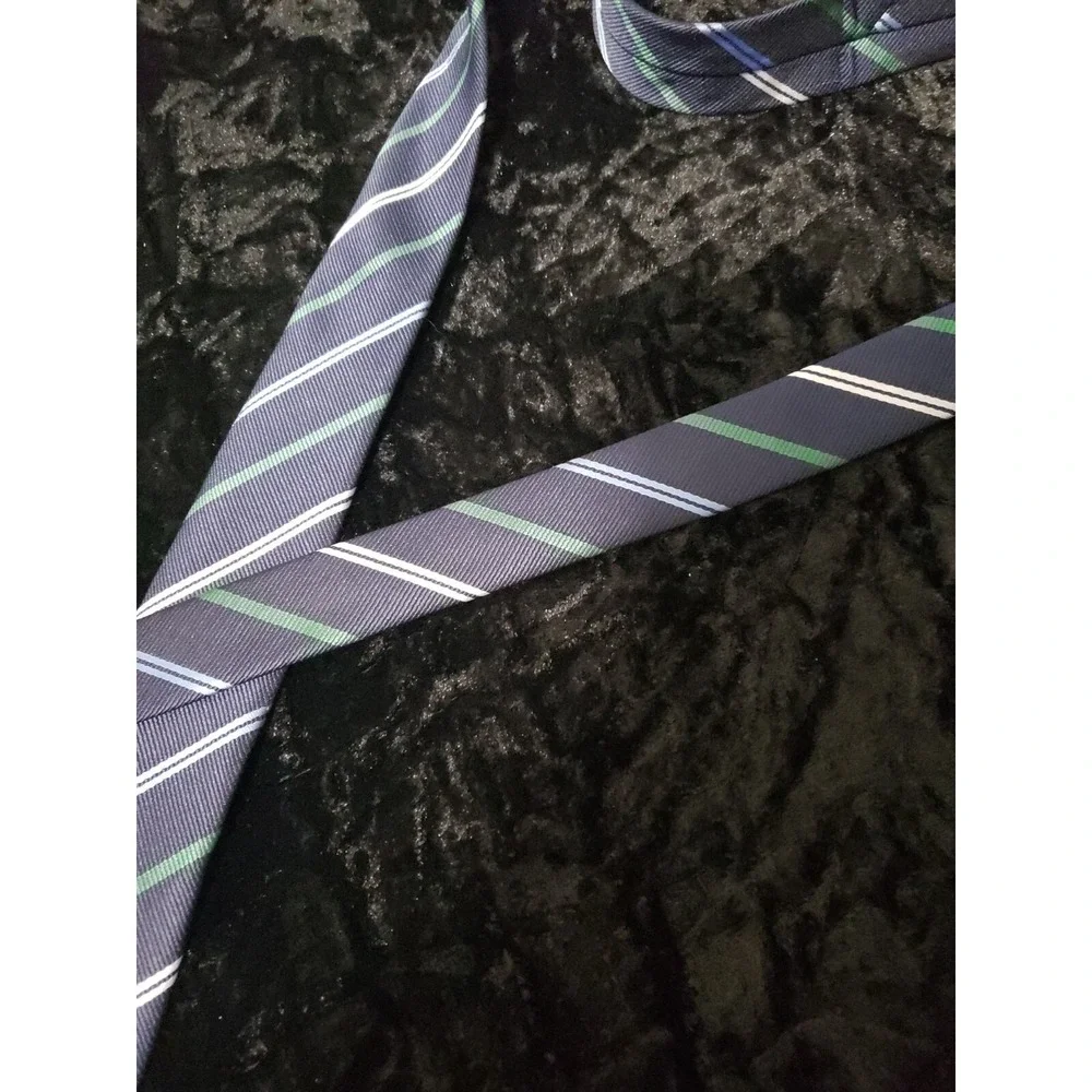 Blue Guru Skinny Striped Neck Tie Mens Blue Green Career Wear Dress Shirt